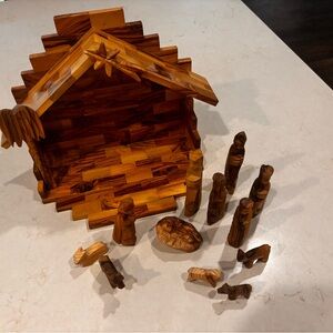 Wooden Nativity Scene Set